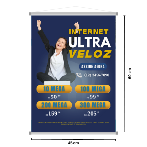 Banner Padrão P Lona 340g 60x45cm 4x0 Brilho Madeira e cordinha 