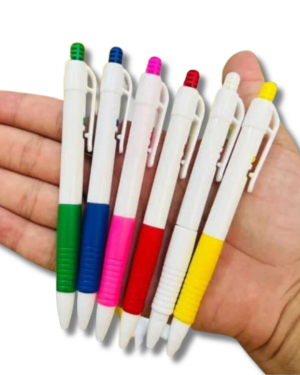 Caneta Personalizada c/ borracha colorida Plástico Branco  1 Cor   
