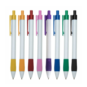 Caneta Personalizada c/ borracha colorida Plástico Branco  1 Cor   