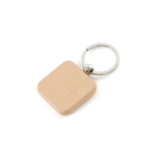 chaveiro quadrado em madeira madeira com acabamento natural 3,5x3,5cm    