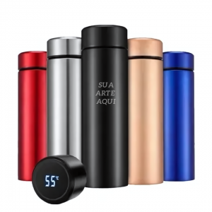 Garrafa Térmica Termômetro aço inoxidável capacidade - 450ml Gravação a laser   display de temperatura digital em LED