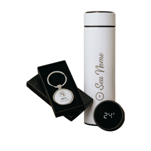 kit paizão      Chaveiro Gravação + Garrafa Térmica Termometro