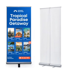Porta Banner Roll-Up + Banner Lona Front 380g 80 x 200cm - Arte | 79 x 199cm - Final 4x0   
