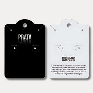 TAGS COLAR + BRINCO Couché 300g 5cm x 9cm 4x4 (FRENTE E VERSO) Verniz UV Total + Furo  